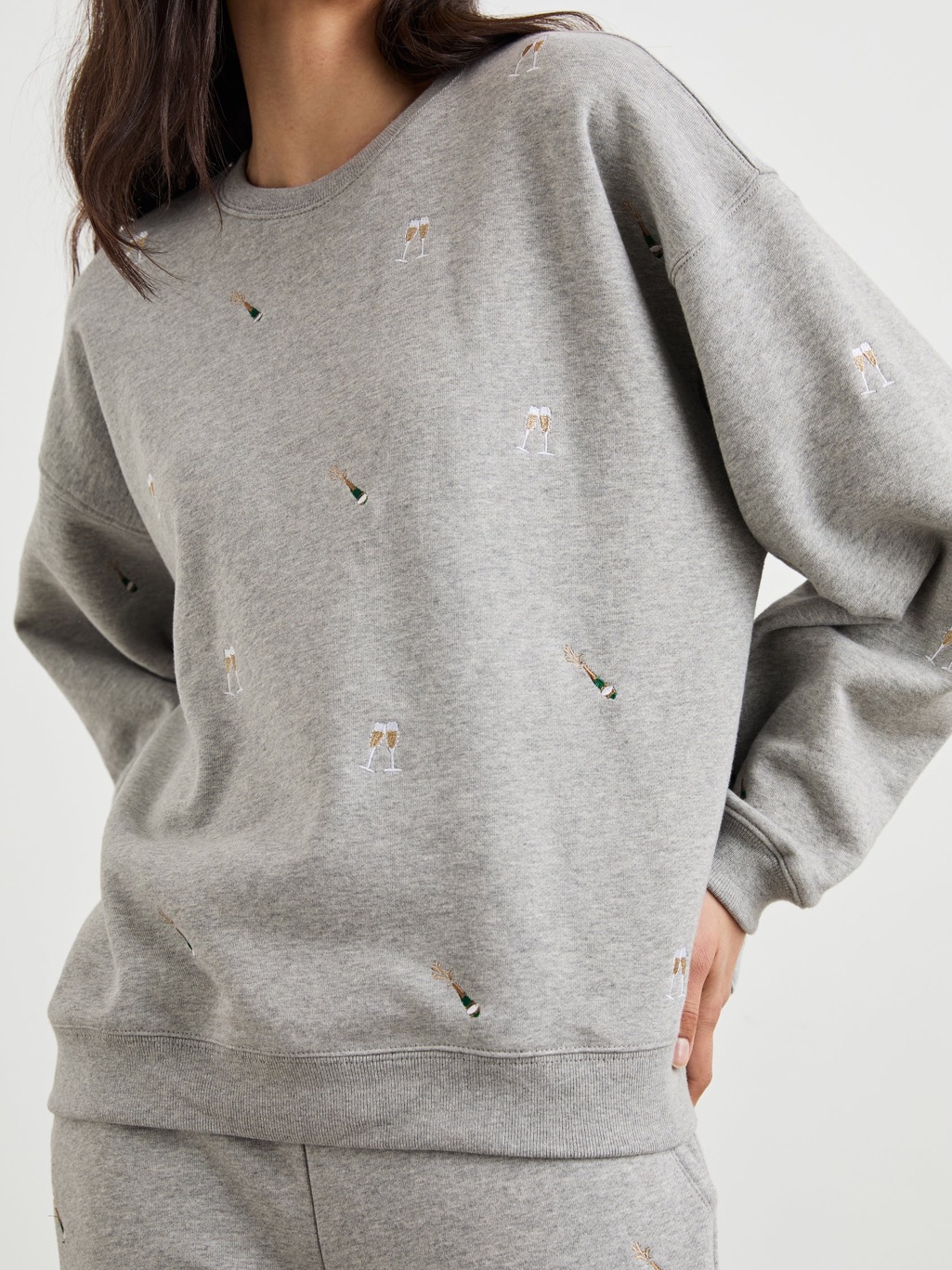 Rails Gray Varsity Sweatshirt Champagne Embroidery Womenâs Size S